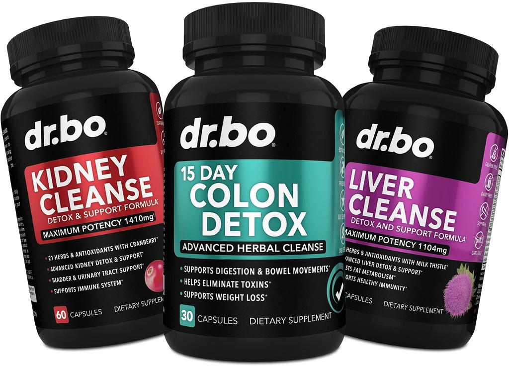 Colon, Kidney & Liver Cleanse Detox Support Supplemento - 15 giorni Pulire Intestinal Pills & Probiotic per Bloating & Daily Constipation Relief - Aiuto Controllo della vescica, Tratto urinario & Gallbladder Salute