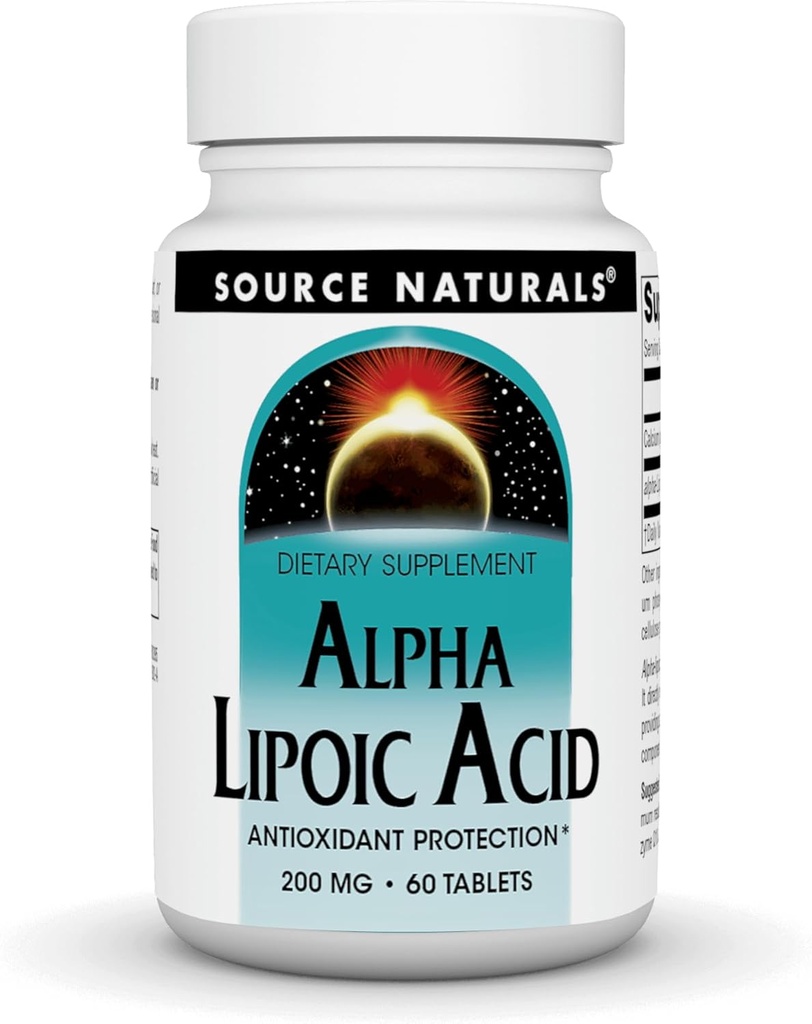 Fonte Naturals Alpha Lipoic Acid 200 mg Supporta Metabolismo sano dello zucchero, Funzione del fegato & Generazione di energia - 60 compresse