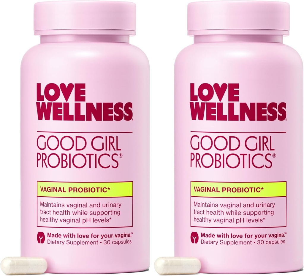 Amore benessere Good Girl Probiotics | Salute vaginale femminile & pH Balance Supplemento | Probiotico 9-Strain per tratto urinario, lievito, odore e supporto immunitario | Gluten-Free | 60 CT, 60-Day alimentazione