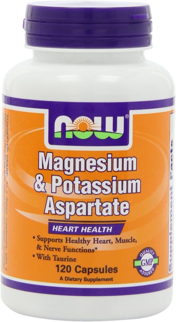 NOW Magnesio e Potassio Aspartato W/ Taurina, 120 capsule (Pack of 2)