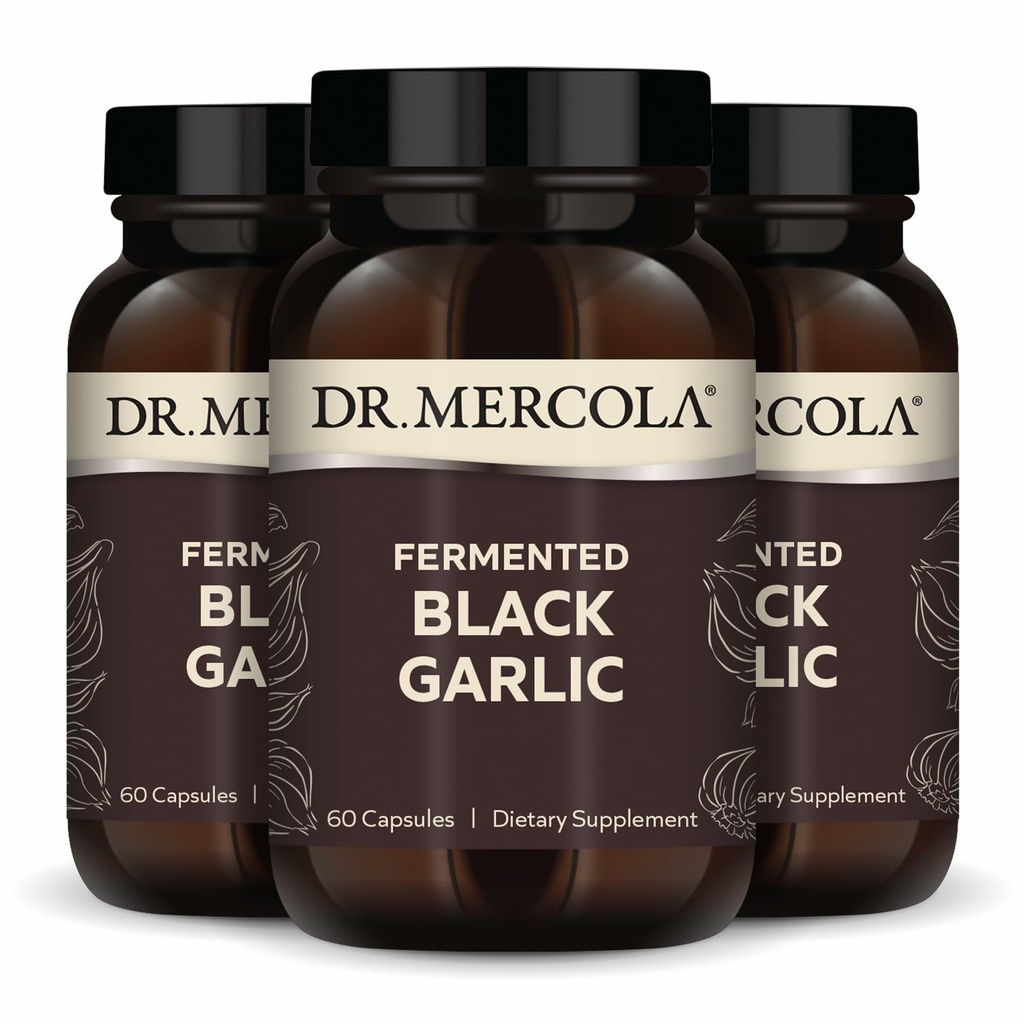 Dr. Mercola Fermented Black Garlic, 90 Serve (180 capsule), Integratore alimentare, Supporta la salute immunitaria, Non OGM