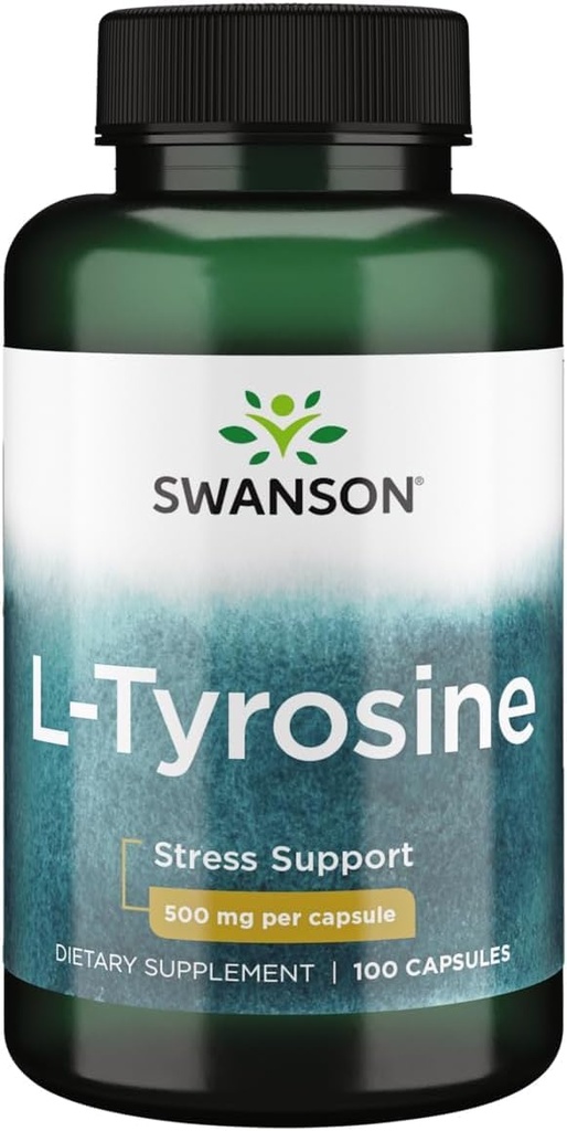 Swanson L-tirosina - Integratore di aminoacidi Promuovere il supporto di stress, la funzione cognitiva, e Clarity mentale - aiuta il supporto generale della salute del cervello - (100 capsule, 500 mg ogni)