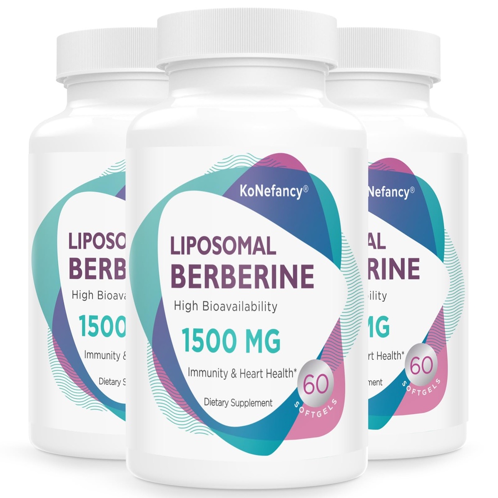 Berberina HCL Supplemento 1500mg - Elevata biodisponibilità Capsula liposomica per le donne e gli uomini, Attivatore AMPK per la salute cardiovascolare, senza zucchero, non OGM, 180 Softgels