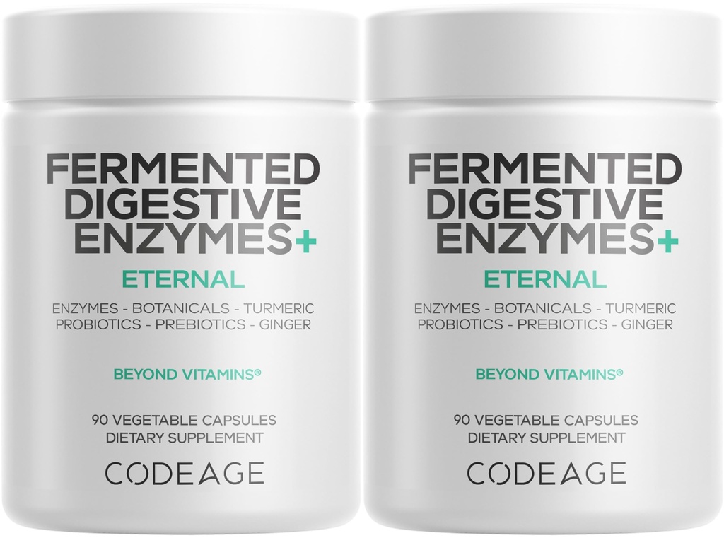 Supplemento 3 mesi di alimentazione - 14 enzimi digestivi, probiotici, prebiotici, botanici fermentati, enzimi multi pancreatici piantati - 1 capsula al giorno - 2-Pack