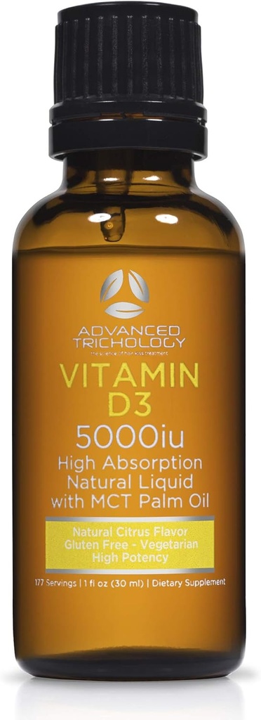Trichologia Avanzata Liquido Vitamina D3-5000 iu Alta Assorbimento - 1000 iu per Goccia - 6 Mesi di Alimentazione - Gluten Free 365 VIT D - 1 Ounce Fluido (Pack of 1)