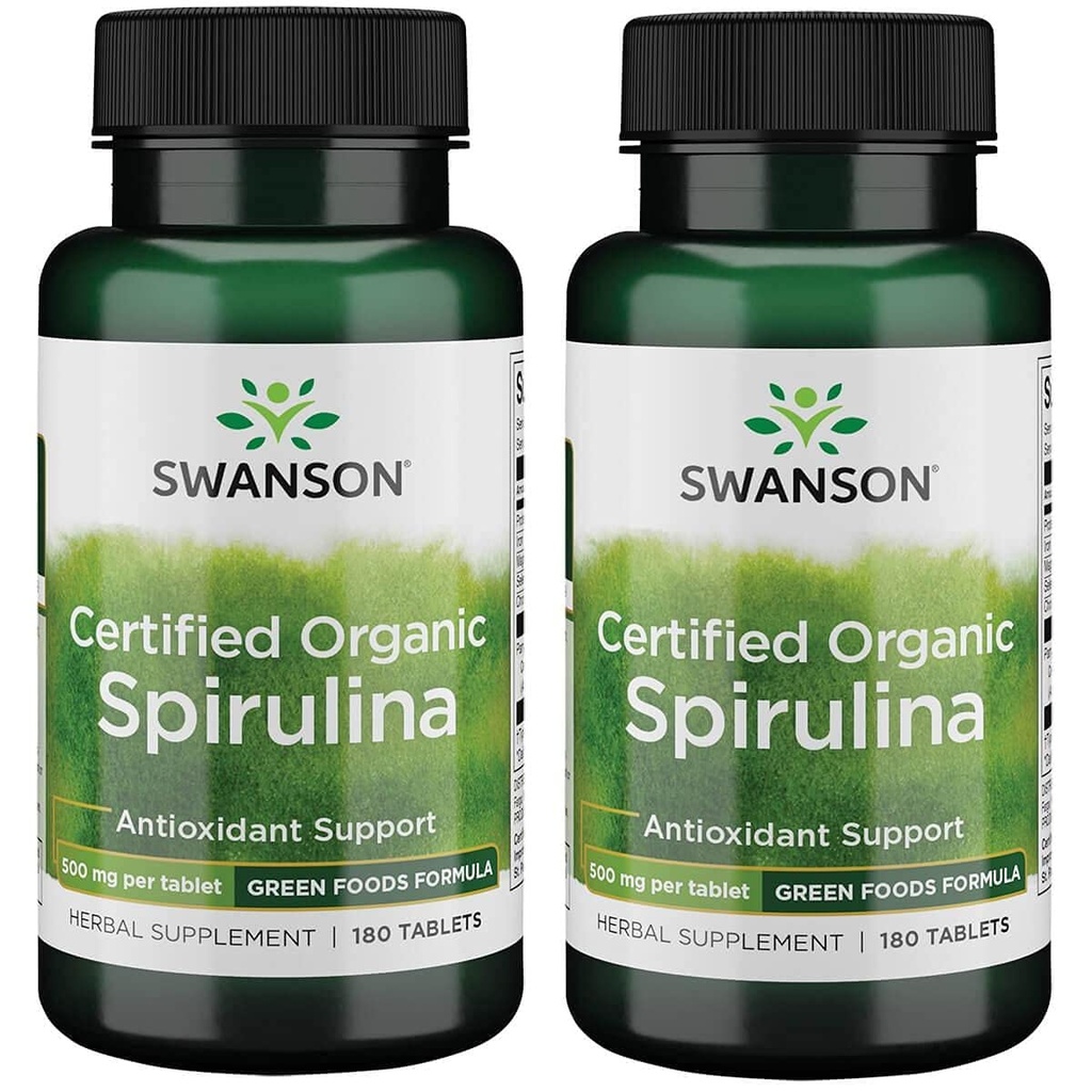 Spirulina biologica certificata Swanson 500 mg 180 Tabs (2 Confezione)
