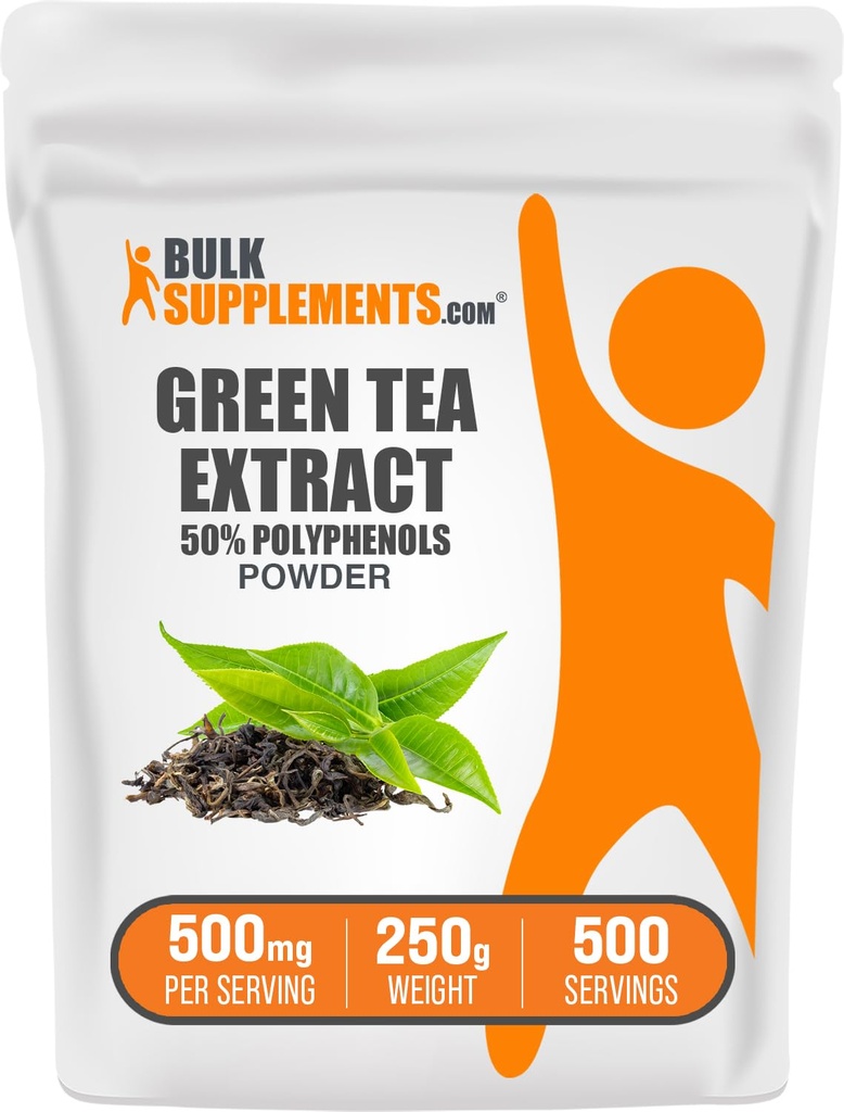 BulkSupplements.comgreen Estratto di tè polvere - 50% Polyphenols Supplemento, EGCG Supplementi - Gluten Free, 500mg per porzione, 250g (8.8 oz) (Pack of 1)