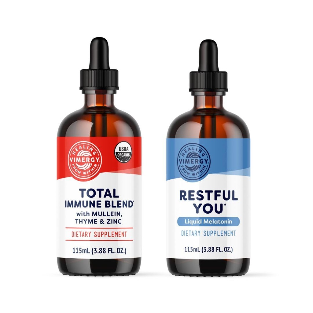 Vimergy Nighttime Fortifier Kit* - 2500 mcg Zinco, 5000 mcg Melatonina, 130mg Mullein Extract, 70 mg Thyme Extract. Riparazioni, ricostruisce e rinnova le cellule immunitarie durante il sonno. Vegan, senza glutine, Kosher