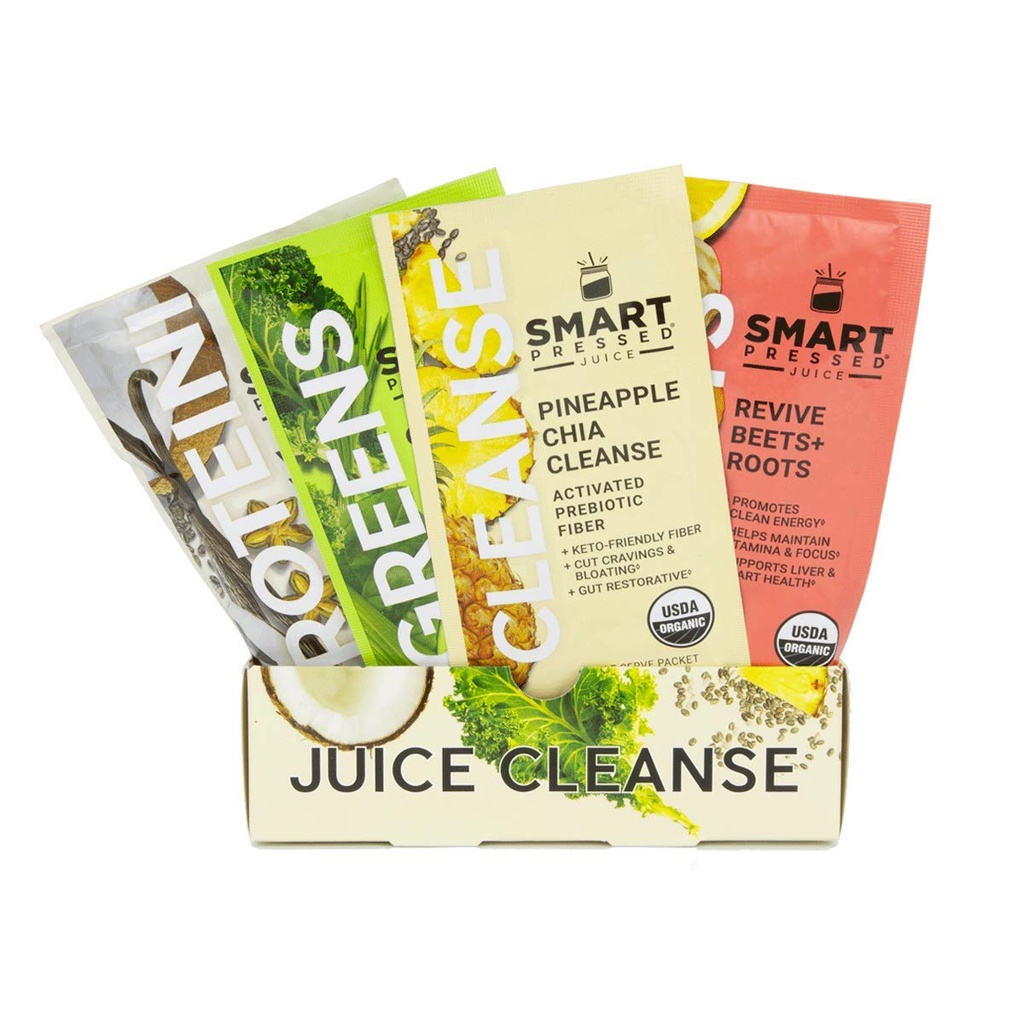 SMART Pressato Juice 1-Day Organic Juice Cleanse | Healthy Detox Program | Vegan Vanilla Protein, Succo Verde, Beets Juice & Anaapple Chia Cleanse | High Fiber & Vegan