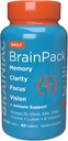 Brainiac Daily BrainPack Gummies, Supporta la salute del cervello con Omega 3 DHA EPA DPA, Choline, B6 & B12 e Lutein per la salute dell'occhio con il supporto immunitario, Citrus Berry Flavor, 90 ct