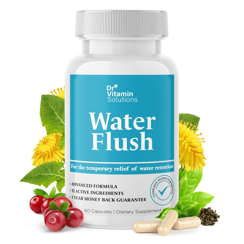 DR VITAMINA SOLUZIONI Pillole d'acqua diuretiche per il controllo del peso, 12 ingredienti attivi (Green Tea, Cranberry & More), Rilievo istantaneo da Bloat & Swelling, Pillole di ritenzione idrica per le donne & uomini - 60 caps