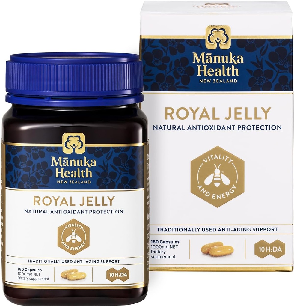 Manuka Health Royal Jelly Capsules, 1000mg NET - 180 Count (3-Month Supply) - Integratore Antiinvecchiamento tradizionale dalla Nuova Zelanda