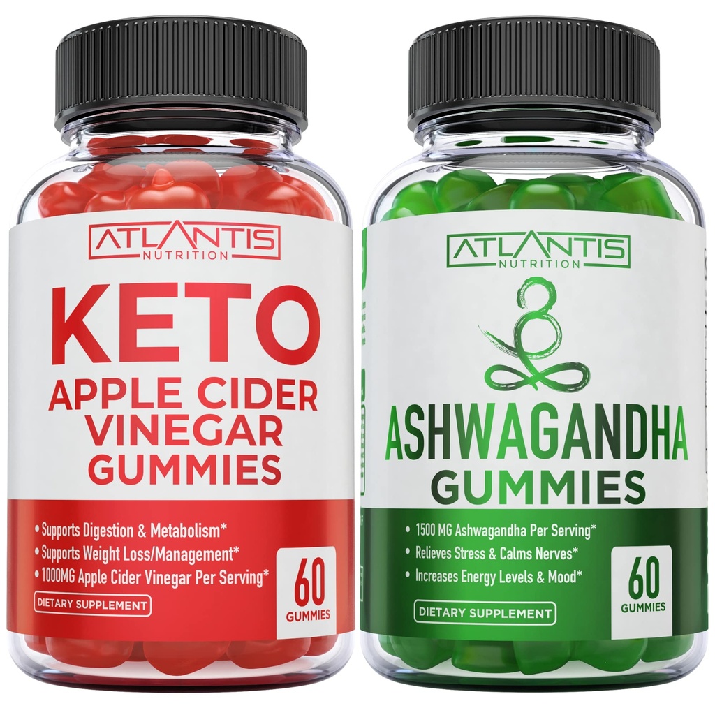 60 Keto Apple Cider Vinegar Gummies Perdita di peso avanzata + 60 Ashwagandha Gummies - 1500MG Ashwagandha Per Serve
