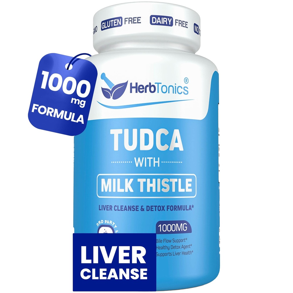 TUDCA 1000mg Supporto per Detox & Gallbladder – Latte Thistle & Pterostilbene ha migliorato il sale per la pulizia del fegato, il flusso sano del bile e la salute digestiva (60 capsule vegane)