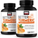 FORCE FACTOR Migliore Turmeric 2-Pack Joint Support Supplement Dotato di curcumina di Turmerica HydroCurc con pepe nero, supporto articolare di resistenza clinica, 240 compresse, imballaggio bianco