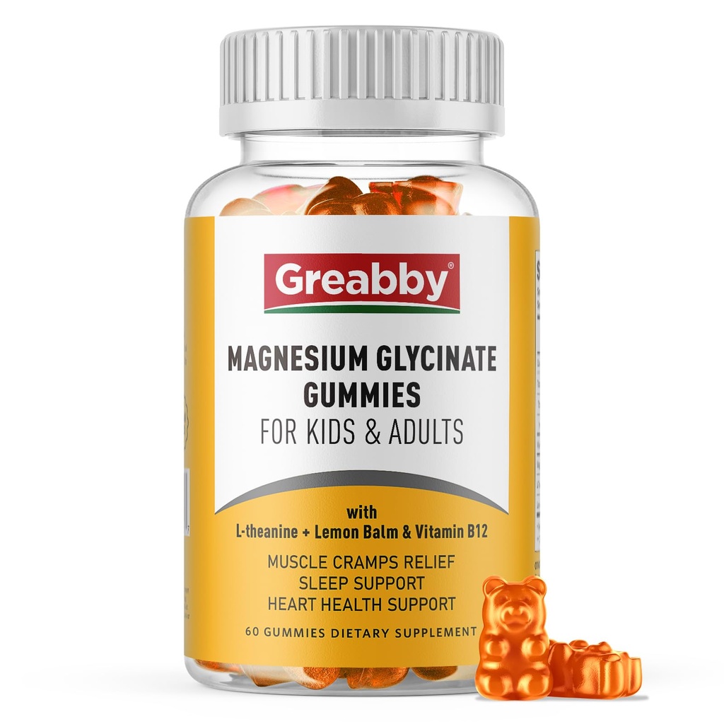Magnesio Glycinate Gummies per bambini e adulti - Magnesio Glycinate 300mg Chewable Supplement - Promuove il sonno, il muscolo, il rilassamento (60Count)