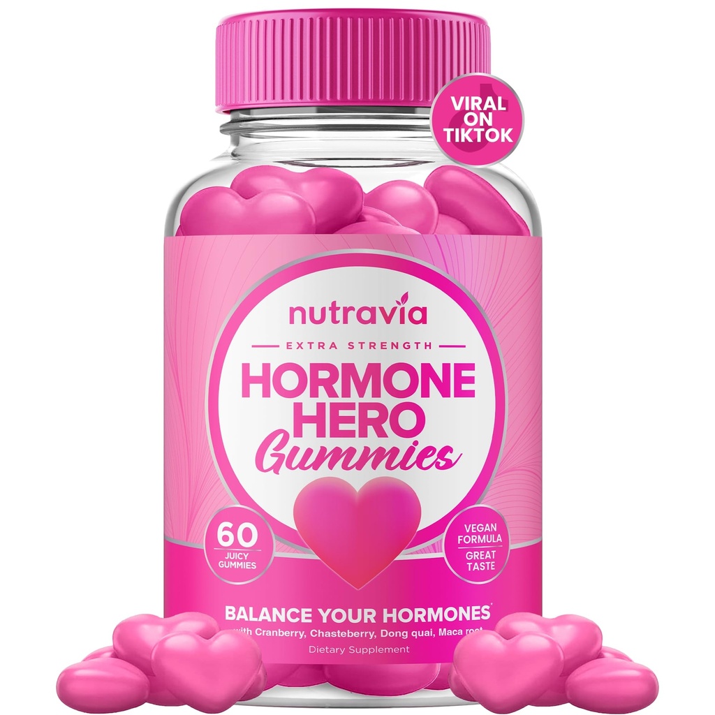 Equilibrio dell'ormone per le donne Gummies + Supplemento di sollievo PMS - Supporta le oscillazioni del mood, pelle chiara, campe ridotte e Bloating - ormonale PMS Gummies PCOS Vitamina con mirtillo, Dong Quai (60 Gummies)