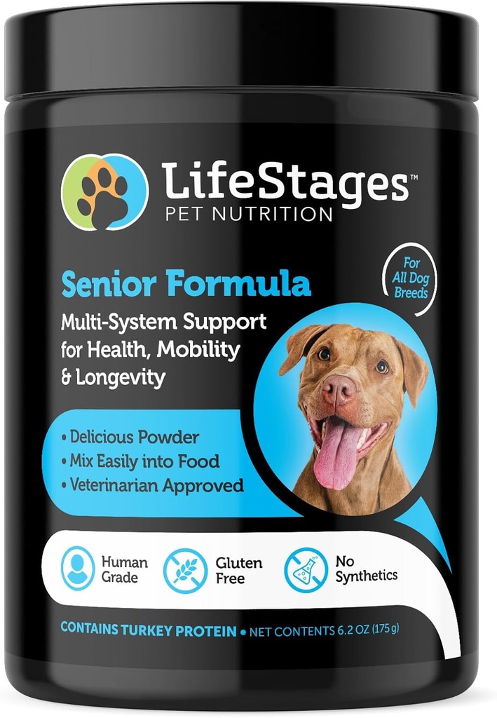 Fase 3: Senior Dog Formula per Hip & Joint Support, Salute cognitiva, & Healthy Skin & Coat - Ingredienti naturali - Olio di pesce, semi di lino, curcuma e probiotici, Vet approvato