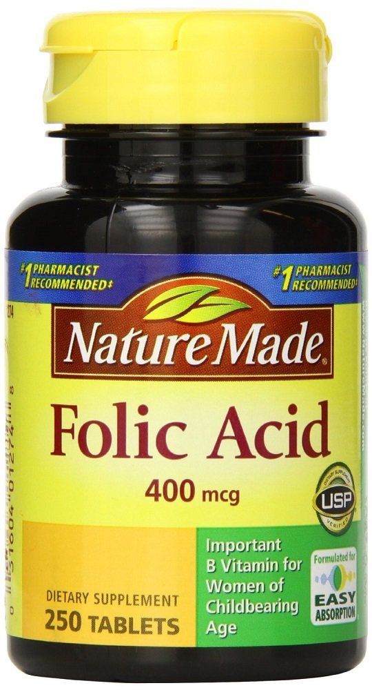 Acido folico naturale 400 mcg 250 Conte (4 Confezione)