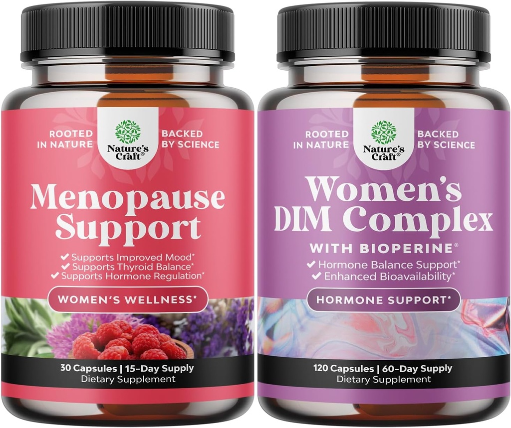 Bundle of Complete Herbal Menopause Supplement per le donne - Multibenefit Menopause Ease Hormone Balance, e Potent DIM Supplement per le donne con DIM e Black Pepper Menopause Support e PMS Relief