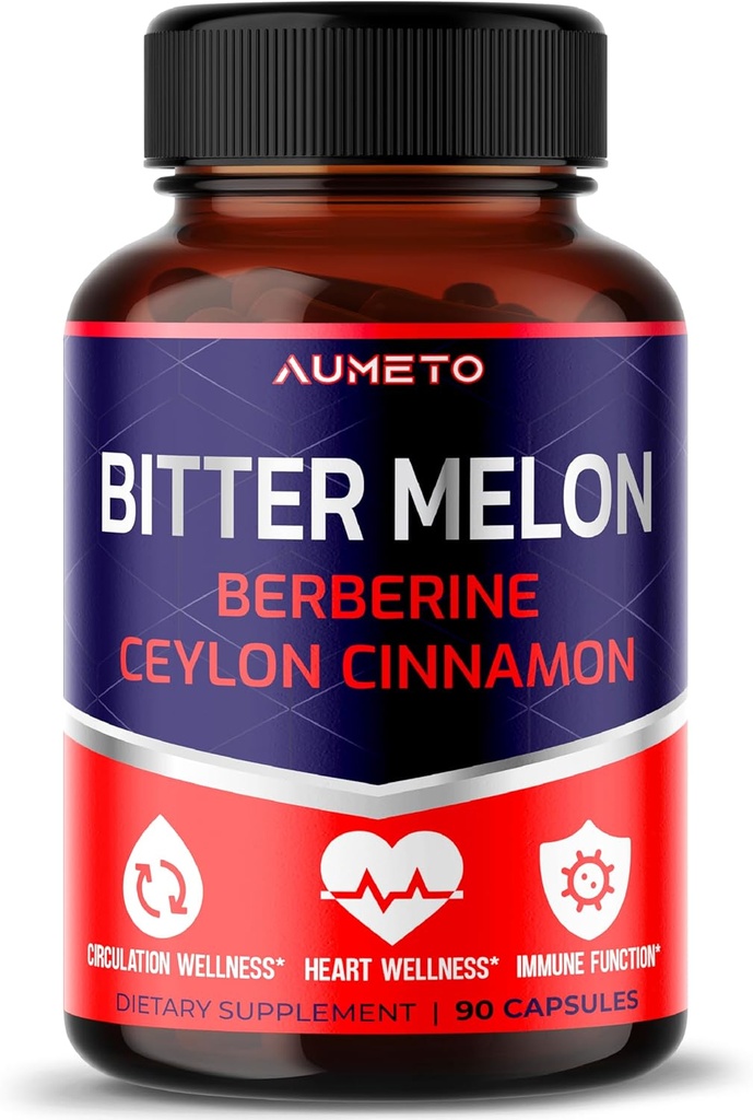 Bitter Melon Capsule - Migliorato con Cannella Ceylon Berberina per Circulation Wellness e Funzione Immune (90 Conte (Pack of 1))