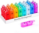 Organizzatore mensile Daviky 2 volte al giorno - 30 giorni Pill Box AM PM, BPA Free One Month Medicine Organizer Twice Daily, 31-Day Case to Hold Vitamins, Supplements & Medicine