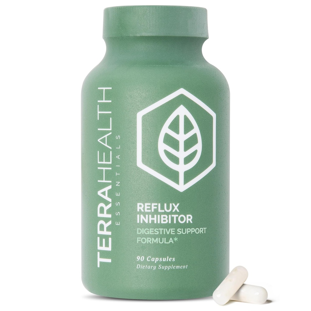 Terra Health Essentials - Reflux Inhibitor | Relieve Indigestion and Heartburn | 30-Day Supply (90 capsule)