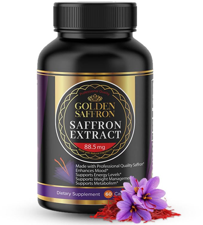 Estratto di Zafferano d'oro - Supplementi di Zafferano Premium - 88,50 mg Pillole di Zafferano Pure - Supporto di Mood - Supporto per gli occhi - Equilibrio Emozionale, Focus & Eye Health Made in USA - 60 capsule