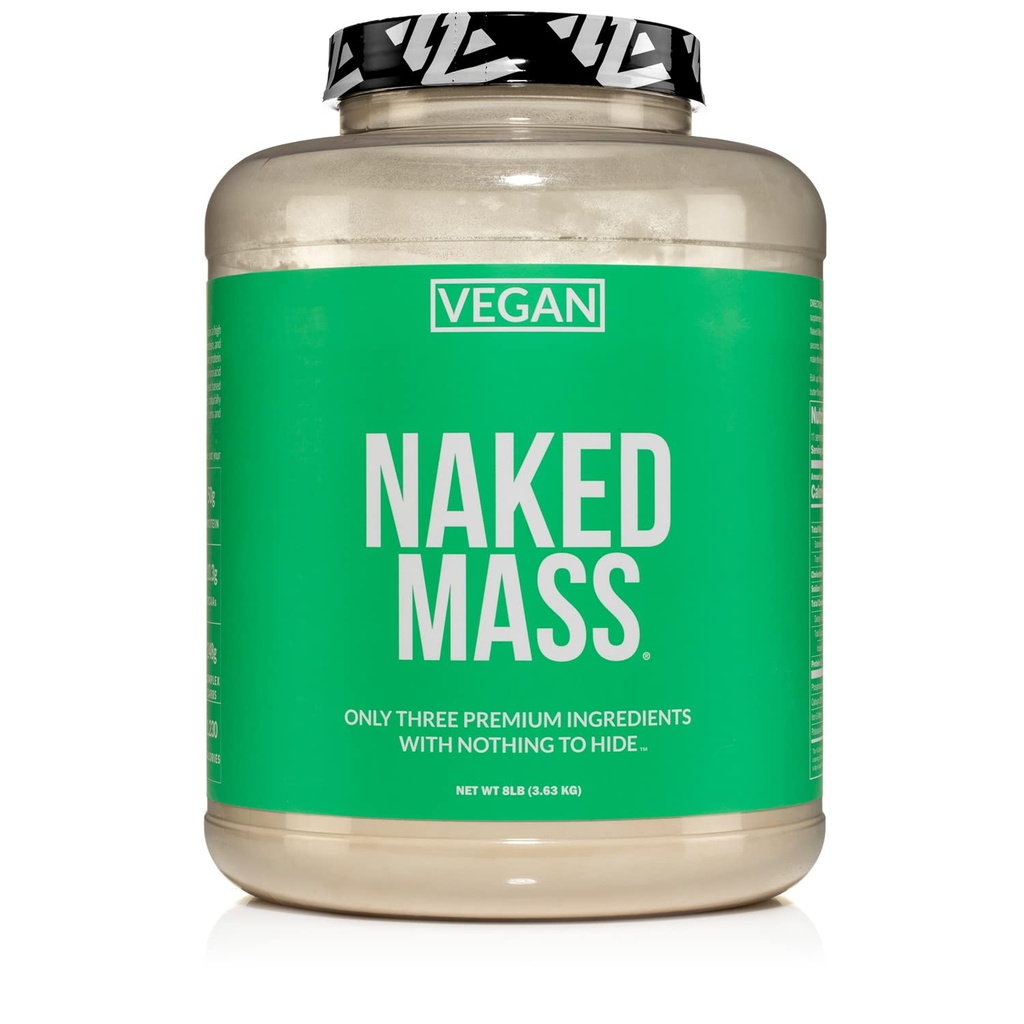 NAKED Vegan Mass - Natural Vegan Peso Gainer Protein Powder - 1.230 Calorie, Non OGM, Soia & Gluten Free, Nessun Ingredienti Artificiali - 8LB Bulk - 11 Serve