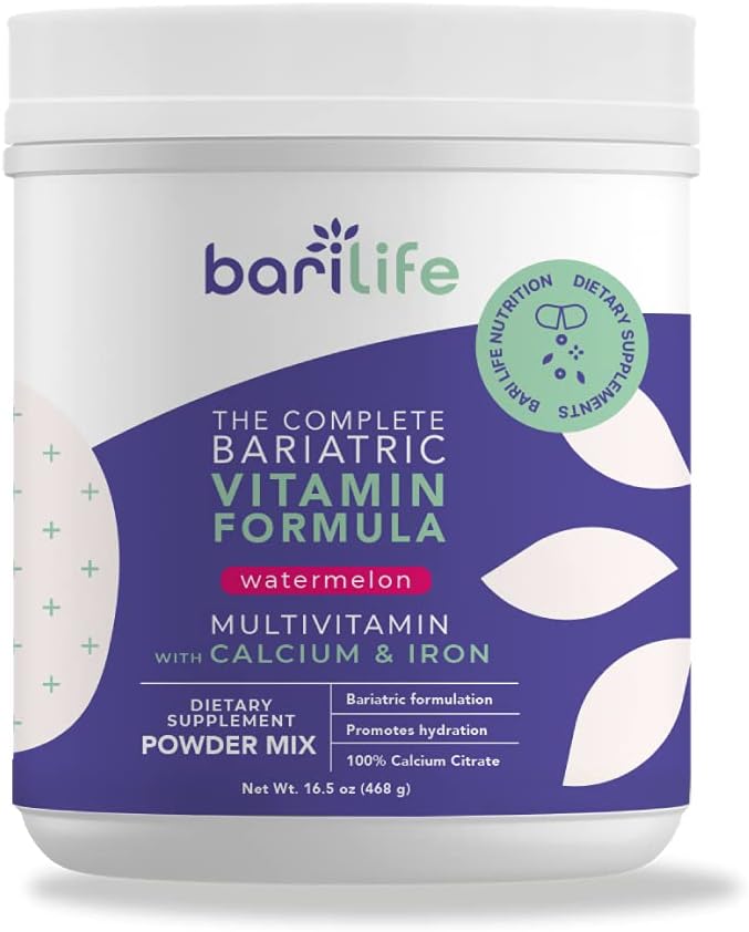 Bari Life Completo Bariatrico - Miscela Integratore Alimentare Polvere, Citrato di Calcio, Multivitaminico, Ferro - Vitamine baratriche per Pazienti Gastrici - (Watermelon, 60 Serve)