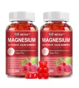 Magnesio Gummies 600mg per Serving-Magnesium Glycinate 400mg e Magnesio Malato 200mg,Sugar Free Magnesium Potassium Supplement per calma umore, Muscolo, Bone & Energy Support,120 Raspberry Gummies
