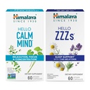 Himalaya Hello Calm Mind with Bacopa for Relaxation, Focus and Concentration & Hello ZZZs with Melatonin for Sleep Support, 60 Capsules Every - Bundle