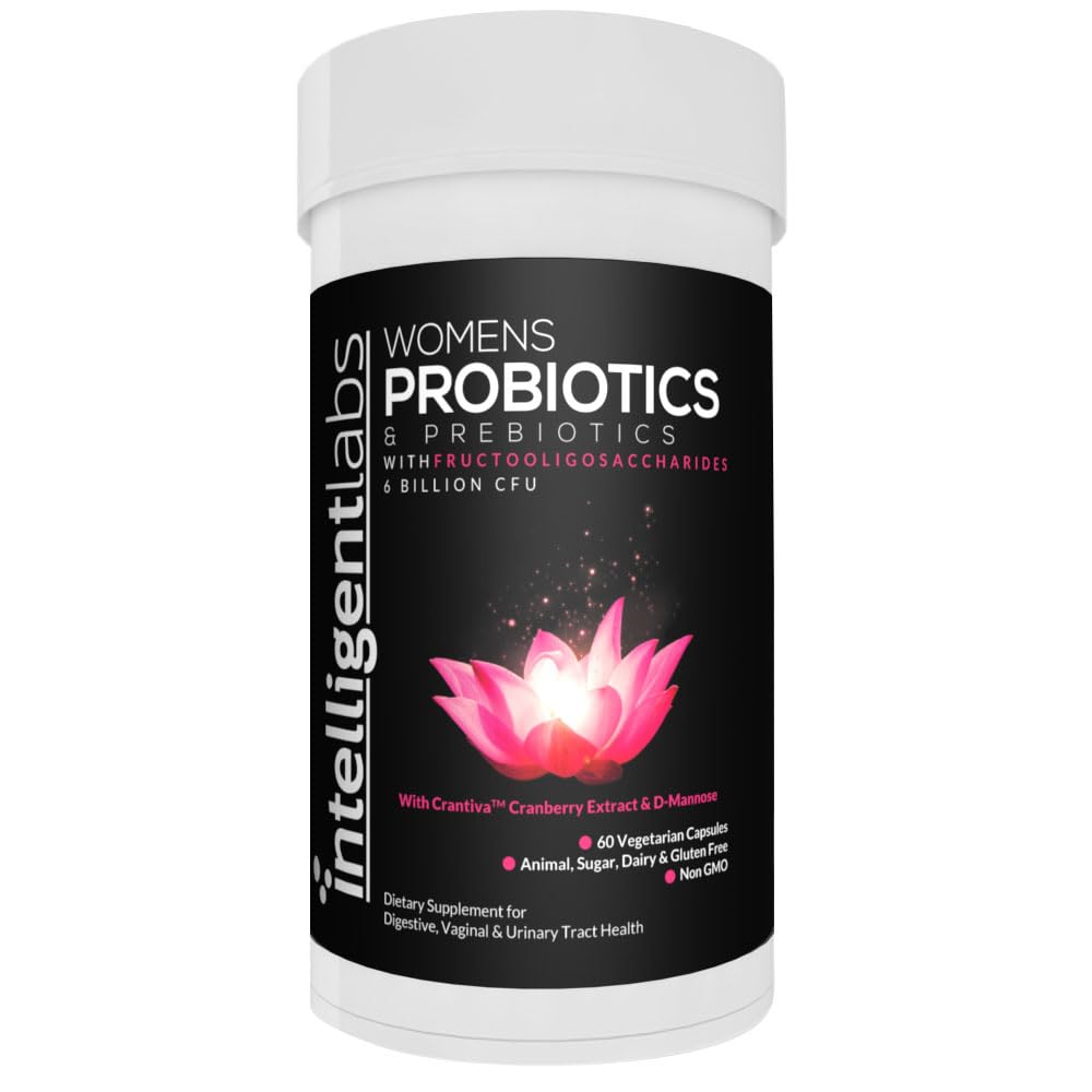Intelligent Labs Probiotici Donna Formula con estratto di mirtillo, D-Mannose e Prebiotici Tutti in uno, 6 miliardi di CFU Probiotici, Una capsula al giorno, 60-Day Supply, Terzi per la purezza
