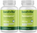BESTVITE Pycnogenol 100mg (120 capsule) (60x2) - Estratto di corteccia di pino marittimo francese - No Stearates - Gluten Free - Non OGM