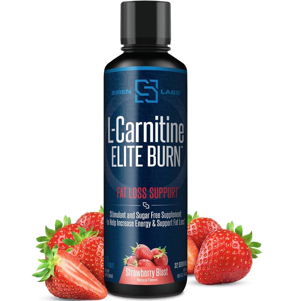L-Carnitina Elite Burn Liquid Keto Fat Burner e Metabolismo Attivatore - Fat Loss Support Keto Friendly Weight Loss Aumenta l'energia - Stimulant Free - Strawberry Blast 3000mg (32 Serve)