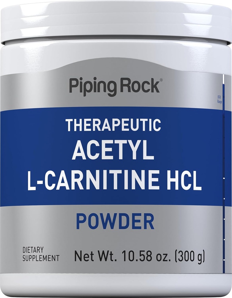 Piping Rock Acetyl L-Carnitine Powder | 300g | ALCAR HCL Supplemento | Non OGM, Gluten Free