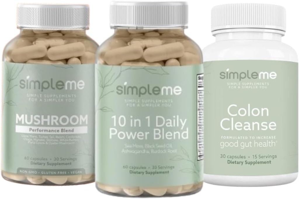 SIMPLEME Sea Moss Capsule 10 in 1 Power Blend e Colon Cleanse Detox e Multi-Mushroom Supplement Bundle per migliorare la salute immunitaria