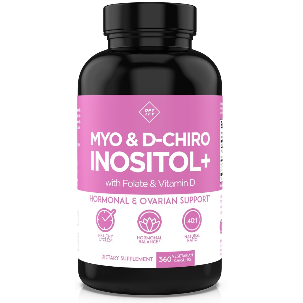 Ottimizzare il supplemento di inositolo per le donne – 90 giorni di alimentazione – Myo-Inositol e D-Chiro Inositol con Folate e Vitamina D – 40:1 Ratio – Ormone Balance & Ovarian Support - 360 capsule