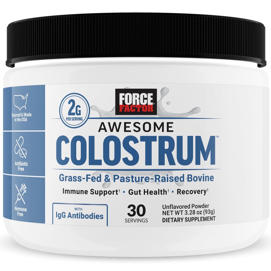 FORCE FACTOR Colostrum impressionante per sostenere la salute del fegato, la funzione immunitaria, il recupero, & More, il colostrum del bovino supplemento, il pascolo-raised, l'erba Fed, l'ormone libero, naturalmente non aromaed, 30 Servings