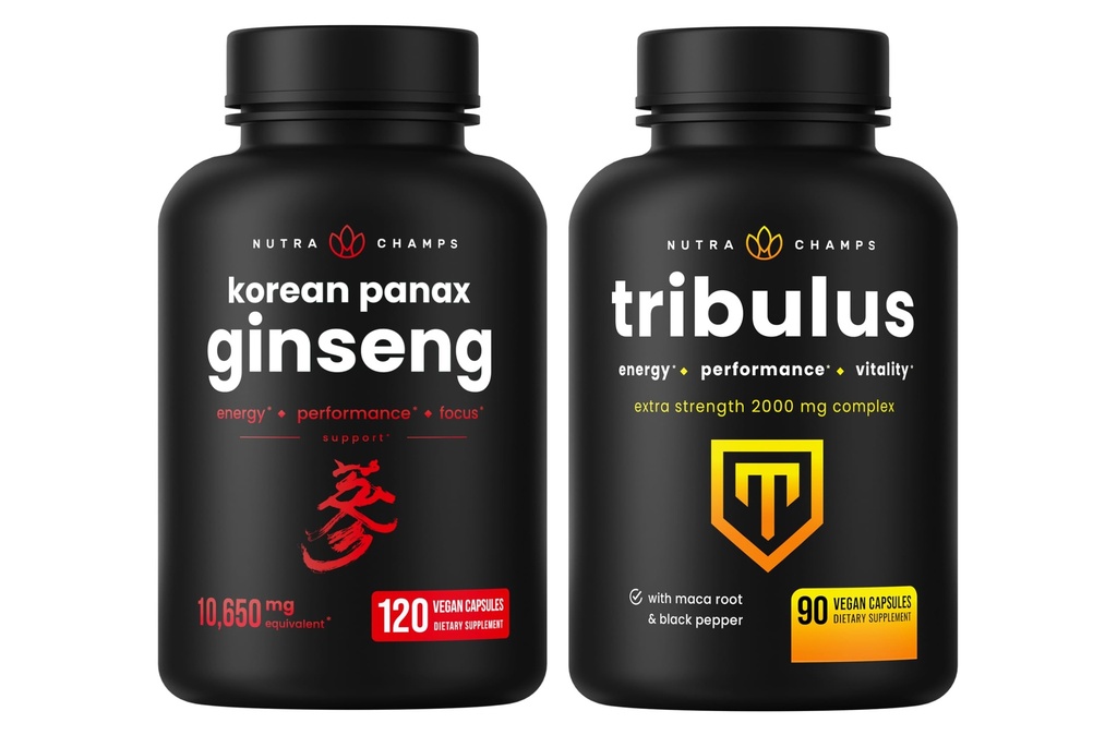 NutraChamps Korean Ginseng Capsule e Tribulus Capsule 2 Pack Bundle