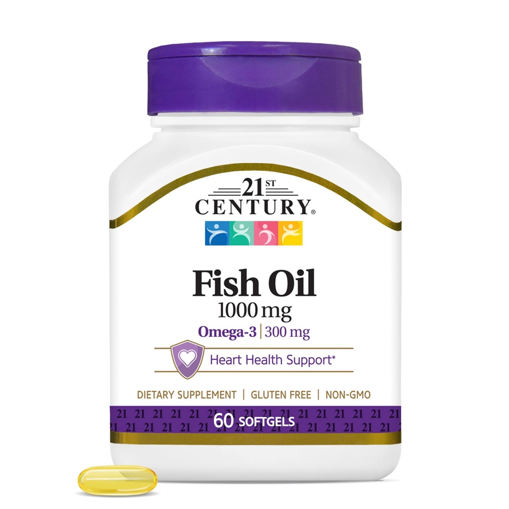 21st Century Fish Oil 1000 mg Softgels, 60 Conte (Pack of 3)