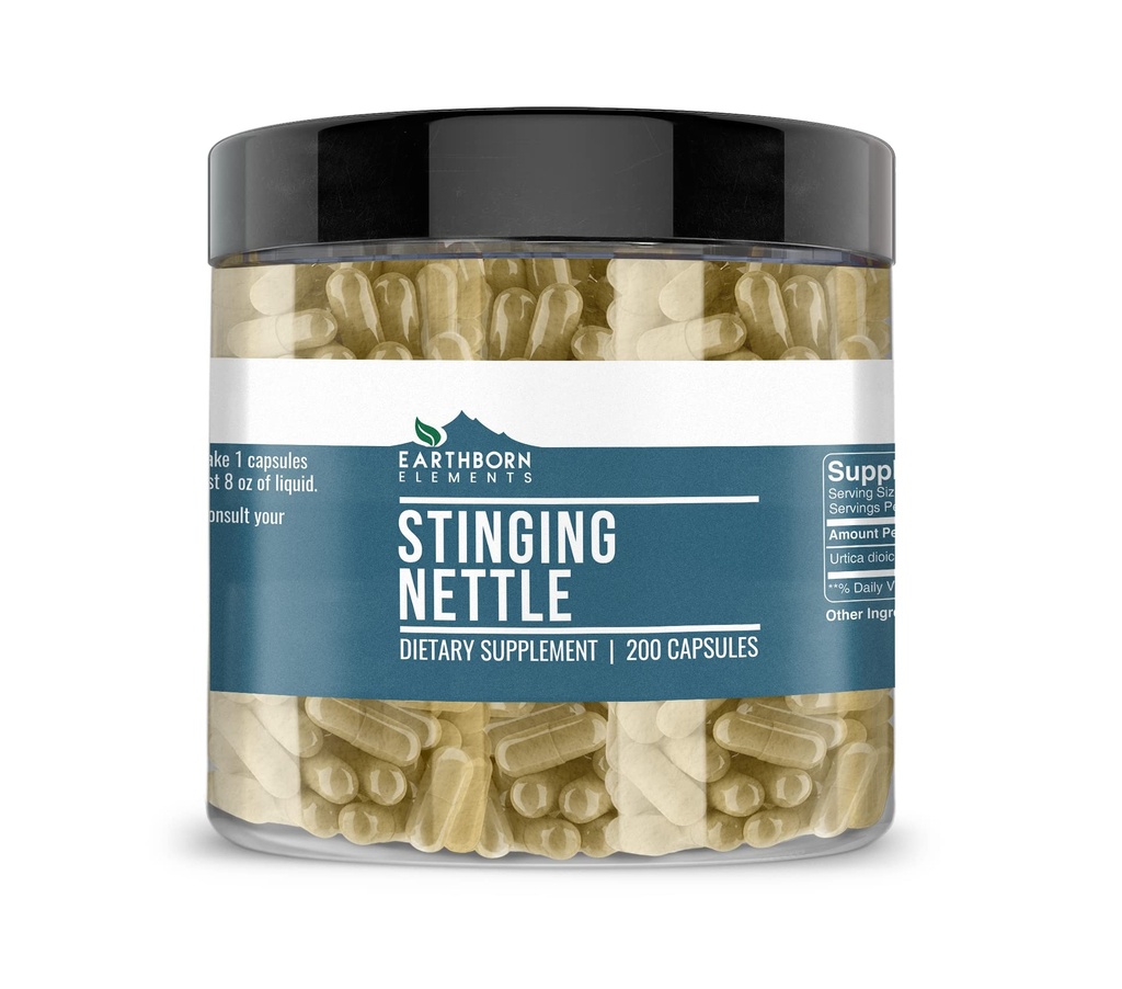 Elementi terrestri che stanno orticando nettle Leaf 200 Capsule, Pure & Undiluted, Nessun Additivi