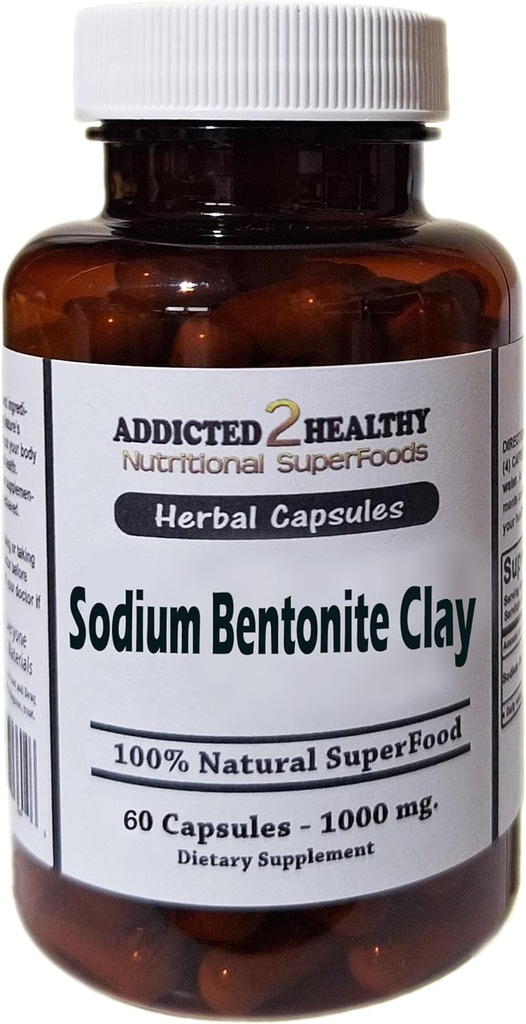 Cibo Grado Sodio Bentonite Clay capsule in polvere (1000 mg) 60 Conte da Addicted 2 sano