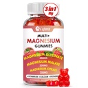 Triplo Magnesio Complesso 900 mg, Magnesio Glycinate, Citrato, Malato con Potassio, Calcio, Vitamina B6 per Calma & Sonno - Vegan, Non OGM, Gluten Free - 60 Raspberry Gummies per Adulti