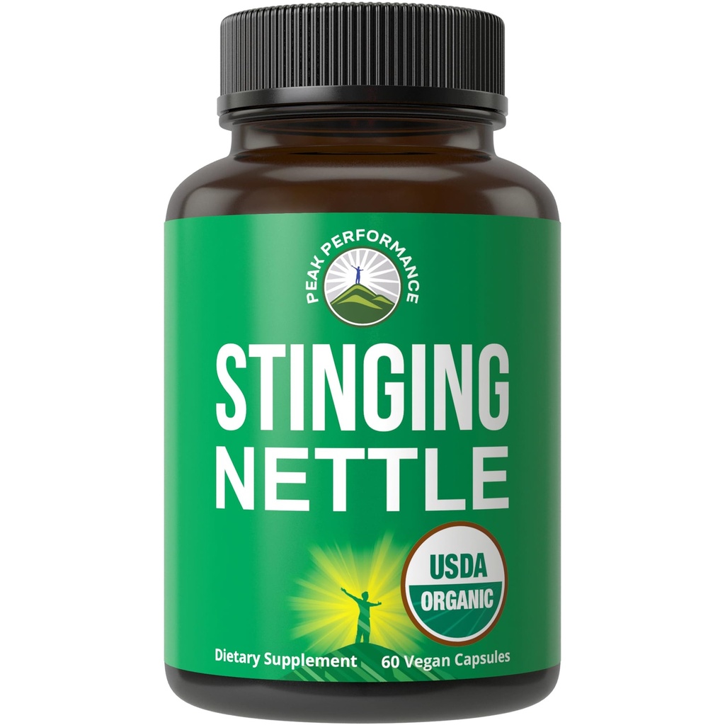 USDA Organic Sting Nettle Vegan Capsules Realizzati con Polvere di polverosa per la prostata, la crescita dei capelli, l'allergia. Meglio che radice o estratto di semi. Compresse per integratori di erbe vegetali, 60 pillole