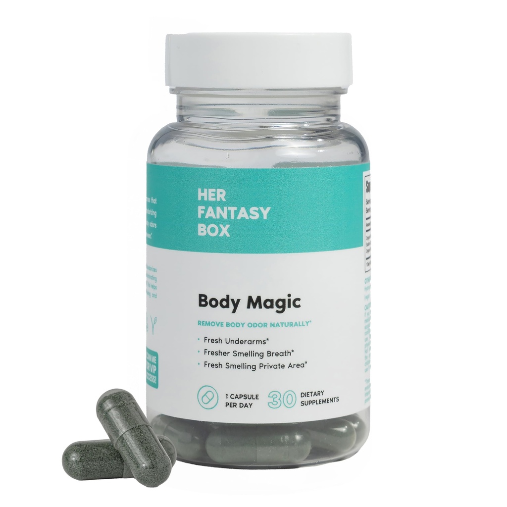 Her Fantasy Box | Body Magic | Chlorophyll Capsules - 30 Vegan Capsule per Detox, Digestione, Gut Health, Skin Support, and Oily Skin - Natural Energy Booster