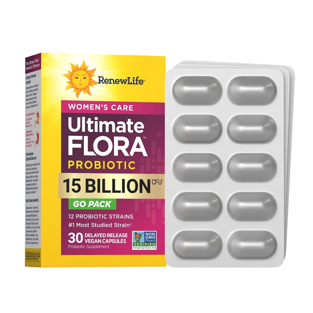 Rinnovare la vita Femminile Capsule Probiotici, Supporta pH Balance per Donne, Vaginale, Urinario, Digestivo e Immune Salute, L. Rhamnosus GG, Dairy, Soia e Gluten-Free, 15 miliardi di CFU - 30 Ct