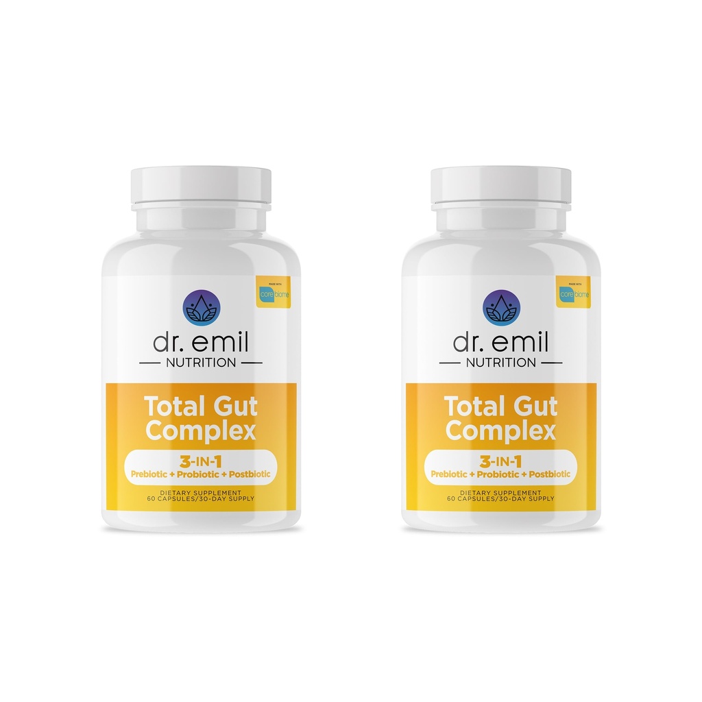 DR. EMIL NUTRITION Total Gut Health Complex - Prebiotici + Probiotici + Postbiotici Salute Integratori per Donne e Uomini - Probiotici per Salute Digestiva & Salute Gut, 120 Capsule
