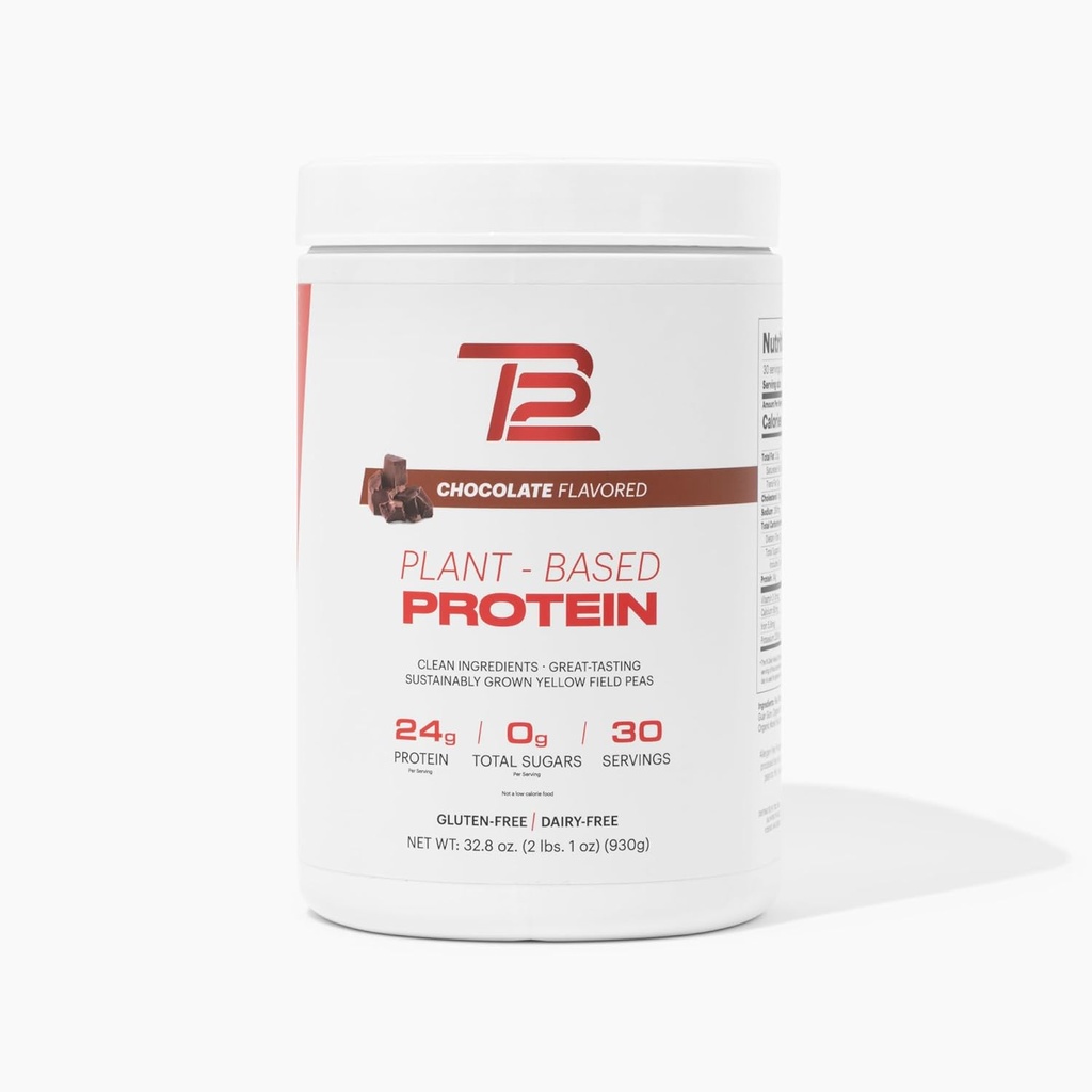 TB12 polvere proteica a base vegetale di Tom Brady, 24g di proteine di pea vegana, basso zucchero, basso carbo, non OGM, sostituzione del pasto, Keto Friendly, Paleo, zucchero libero, aroma di cioccolato (30 selezioni/2.25lbs)