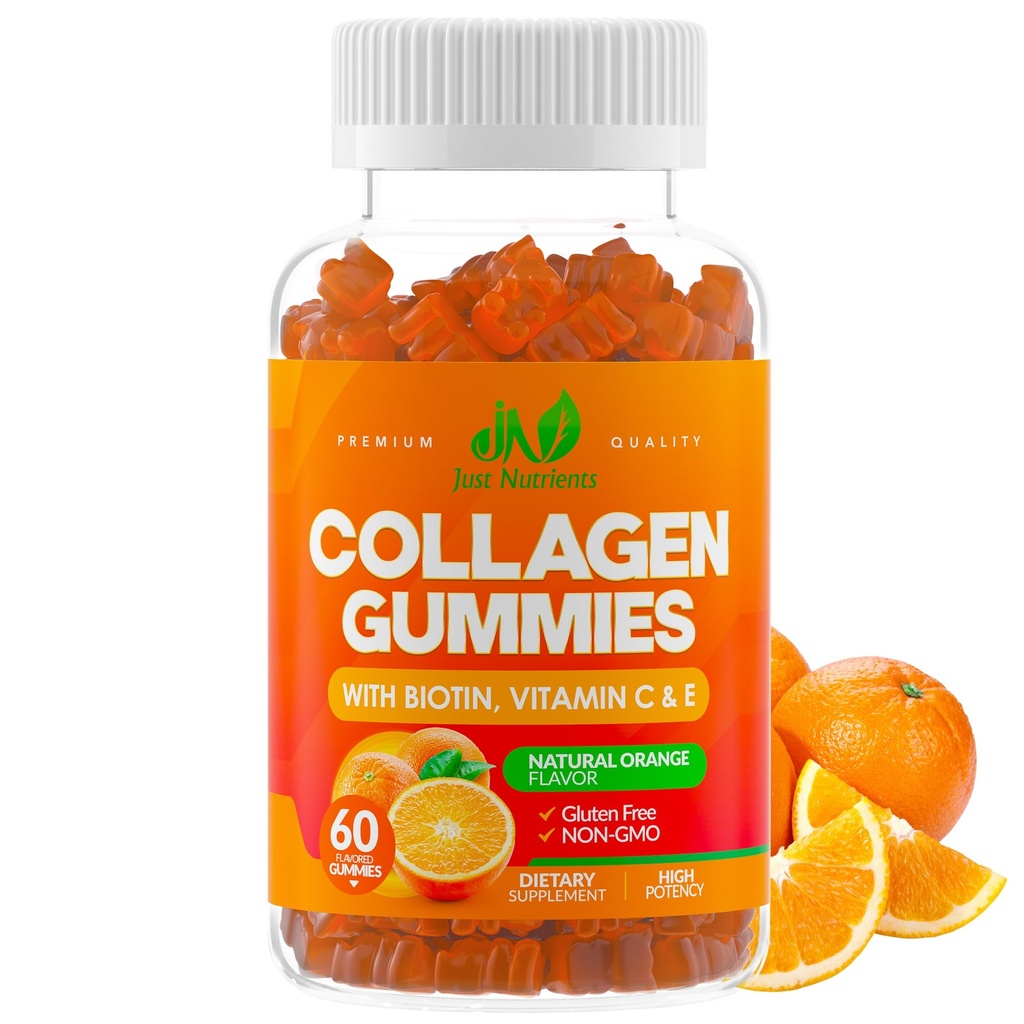 Peptidi di collagene Gummies con Biotina, Vitamina C & E per Donne & Uomini - Collagene I & III premium idrolizzato per capelli, pelle & Nails Support - Gluten-Free, Non-GMO - 60 Gummies (30 Serve)